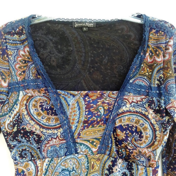 Jessica Max Y2K Top Pullover Embellished Lace Sparkle USA - Picture 4 of 8